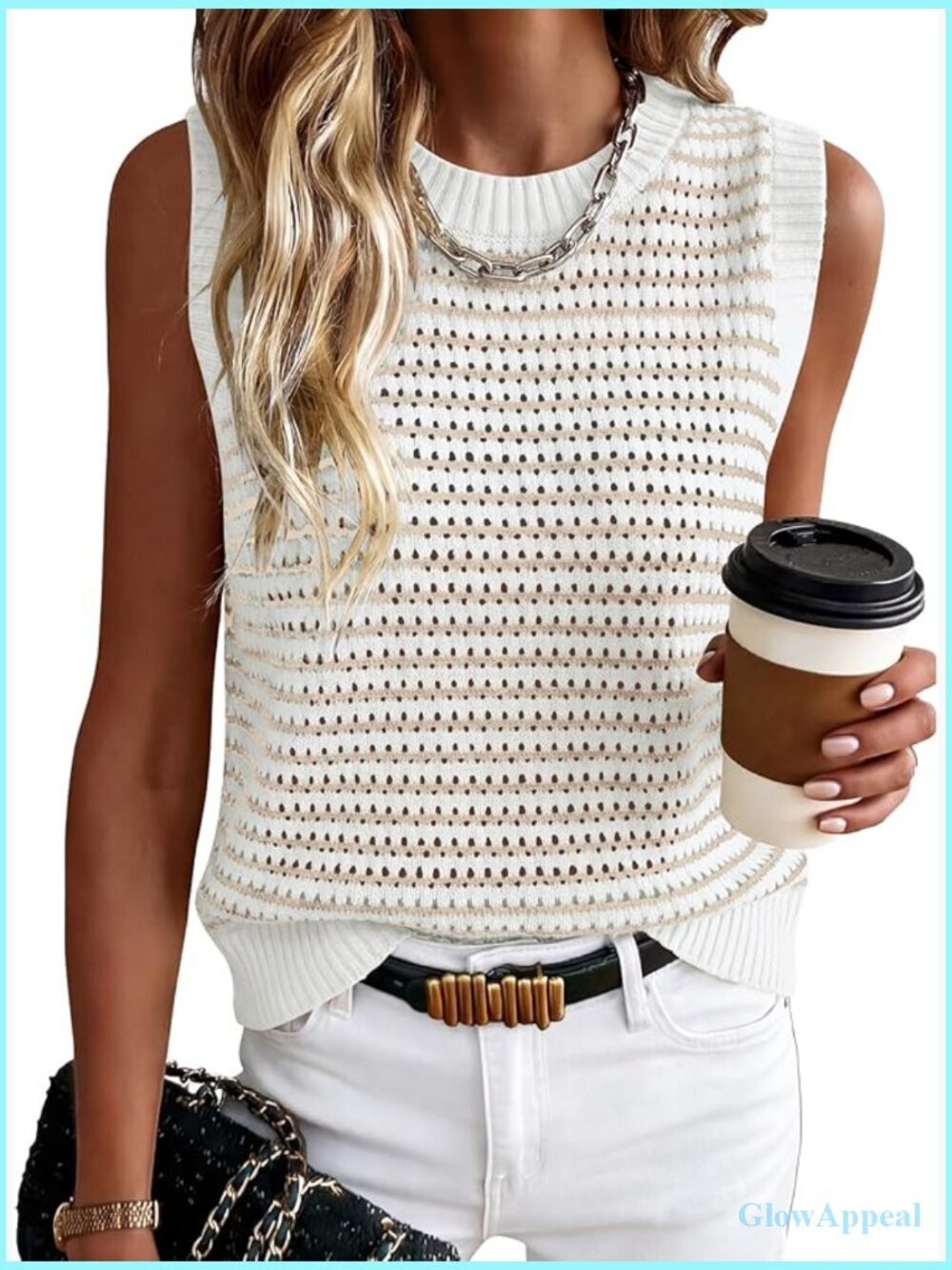 Sleeveless Knit Sweater Vest / Boho Crochet Tank Top Spring Summer